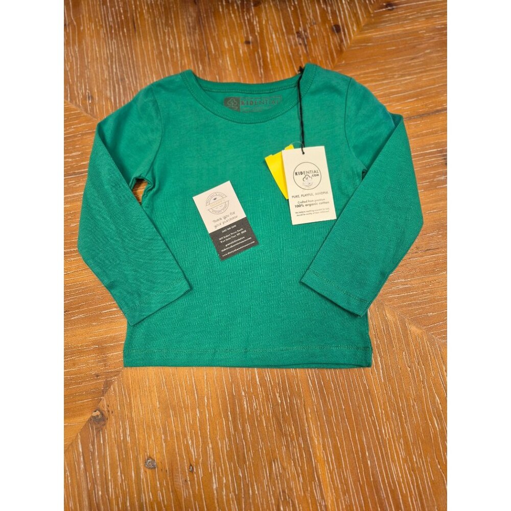 Kidential Organic Cotton Long Sleeve Kids Shirt Size 3T Green